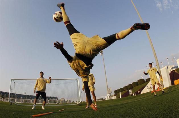 A katari válogatott edzése az Aspire akadémián. Nagy álmaik vannak (Fotó: Reuters)