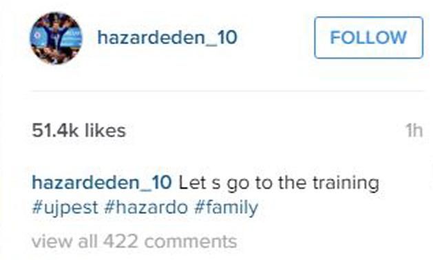 Újpest-mezben ment edzésre Eden Hazard (Fotó: Instagram)
