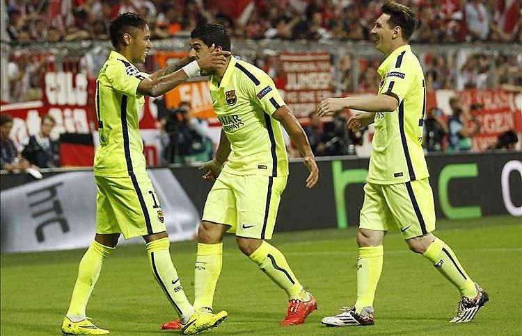 Neymar, Luis Suárez és Messi, avagy egy gólgép fogaskerekei (Fotó: Reuters)