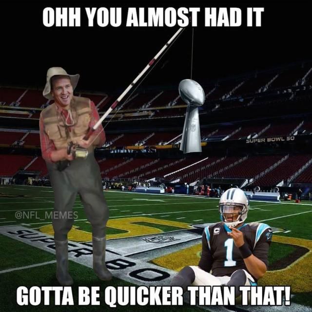 Sokan biztosra vették Cam Newtonék győzelmét, az „öreg” Peyton Manning elhalászta a trófeát (Forrás: NFL Memes)
