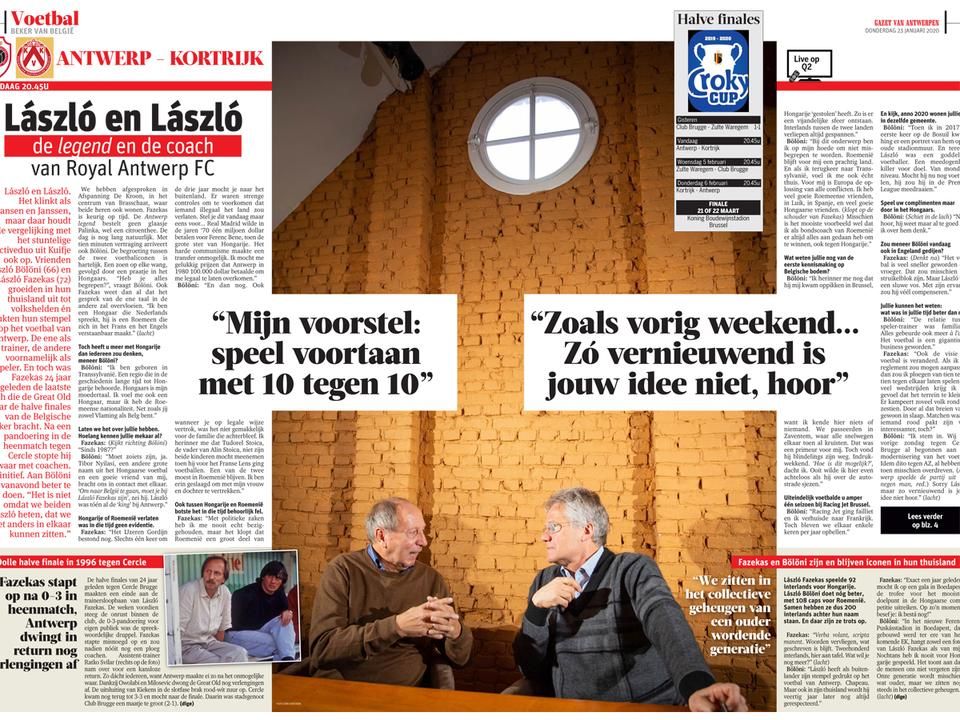 Fazekas László és Bölöni László a Gazet van Antwerpen című lapnak adott interjút (Fotó: Dirk Kerstens/Gazet van Antwerpen)
