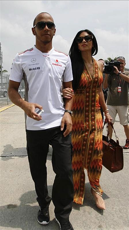 Lewis Hamilton és Nicole Scherzinger a Malajziai Nagydíjon (Fotó: Action Images)