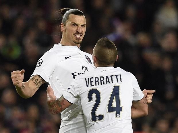 A nagy és a kicsi – Ibrahimovic és Verratti egy napon írt alá a PSG-hez (Fotó: AFP)