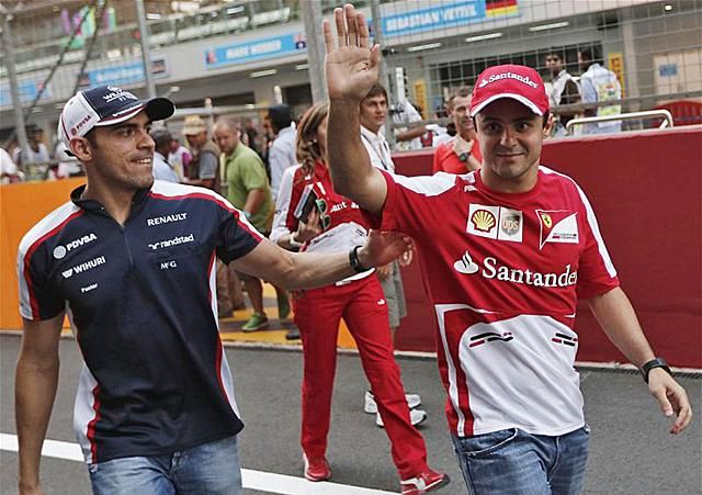 Maldonado (balra) örül, hogy végre elhagyhatja a Williamst, ahol Massa lesz az utódja (Fotó: Reuters)