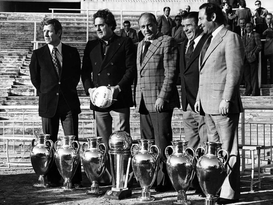 A Real Madrid legendái Gentóval, Puskással, Di Stéfanóval (jobbról balra) (Fotó: PUSKAS.COM)