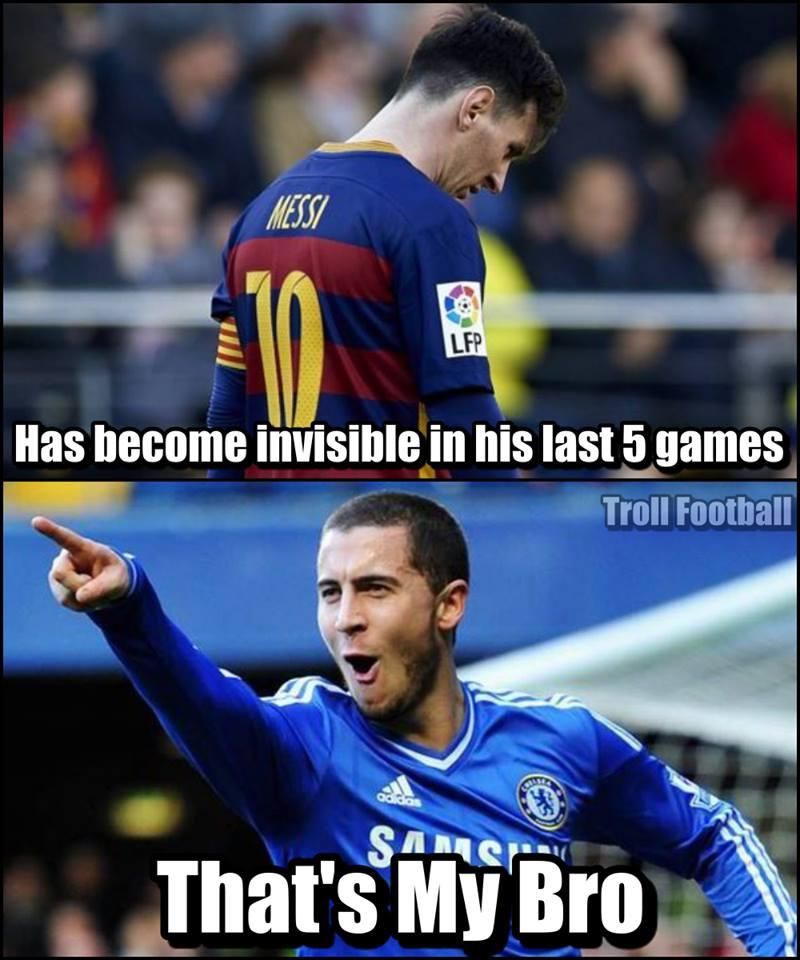 Messi Hazard útján? (Fotók: Troll Football Facebook)