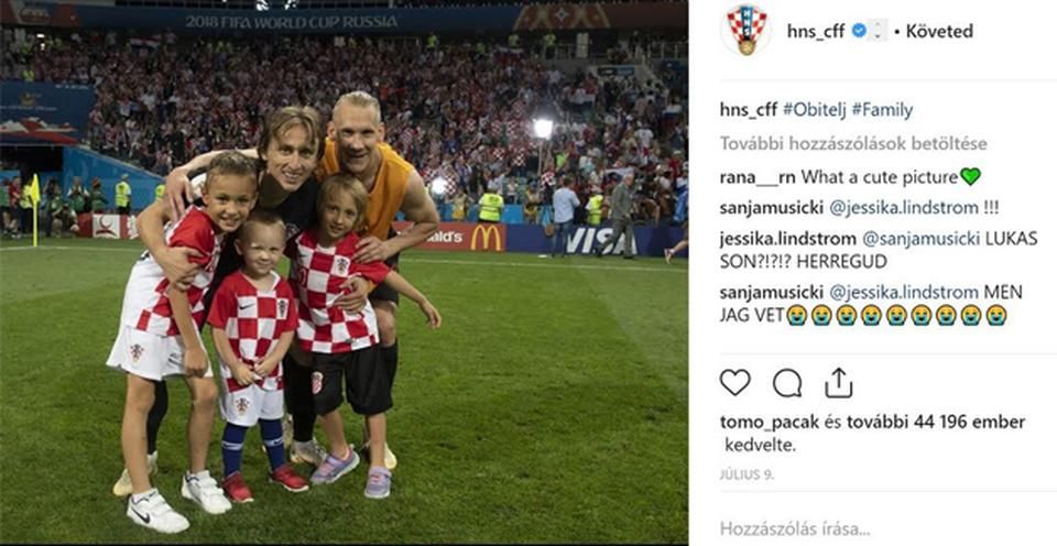 Modric és Vida gyerekekkel (Fotók: Horvát Labdarúgó-szövetség, Instagram)