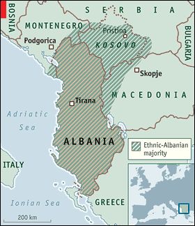 Nagy-Albánia (Forrás: Economist)