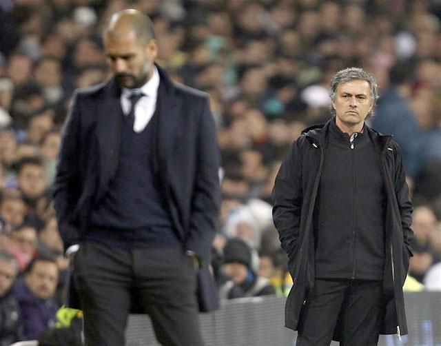 Pep Guardiola (balra) és José Mourinho is kétszer nyert már BL-t (Fotó: Reuters)