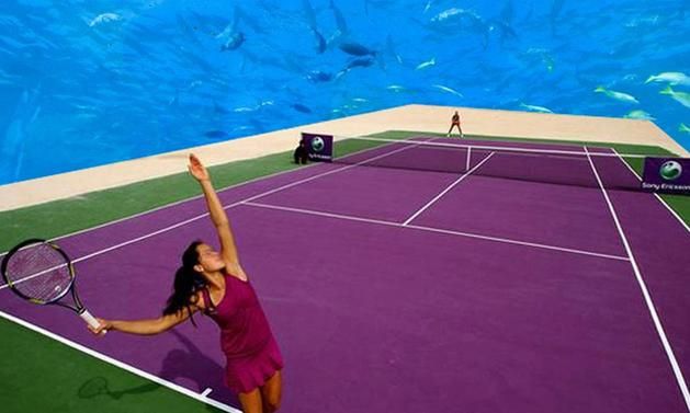 A víz alatti teniszközpont tervei (Koncepció, grafikák: 8+8 Concept Studio)