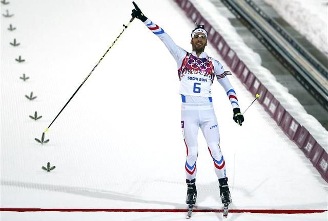 Martin Fourcade – abban a pillanatban, hogy olimpiai bajnok lett (Fotó: Action Images)