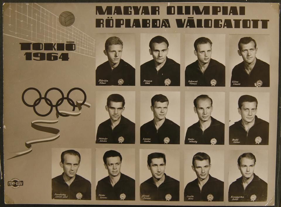 Az 1964-es válogatott tablója – jobbra fent Gálos László (Fotó: Szabó Miklós)
