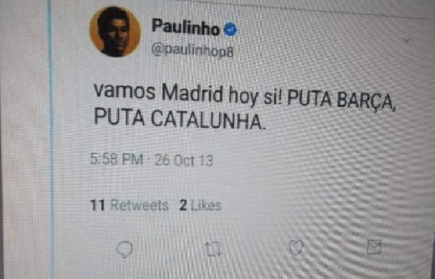 Még egy percet sem játszott a Barcában Paulinho, máris magára haragított drukkereket (Fotó: Twitter)