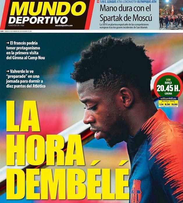 A Mundo Deportivo szombati címlapja