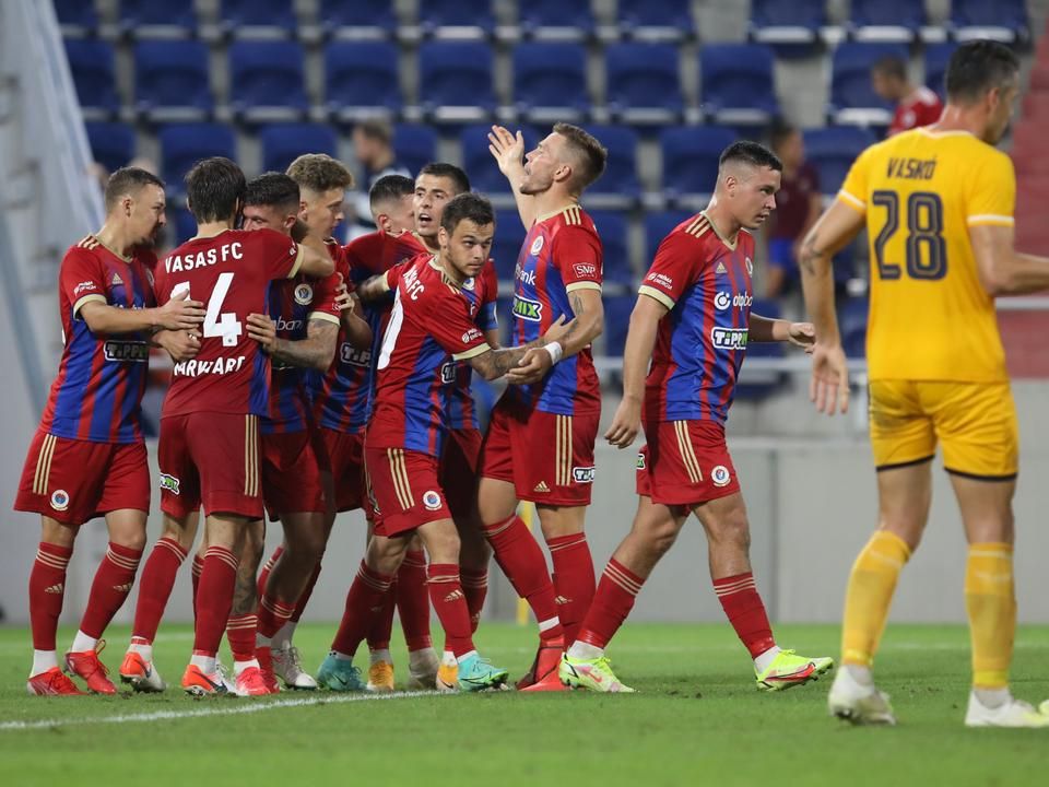 Érthető volt a piros-kék játékosok öröme, begyűjtötték a három pontot a Csákvár ellen (Fotó: Meder István)