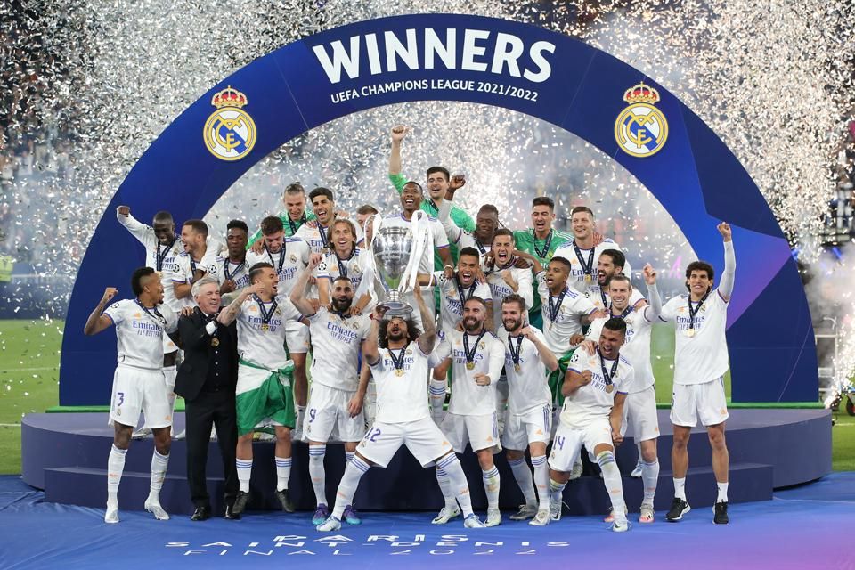 Hatalmas volt az öröm tavaly májusban Párizsban a Stade de France-ban – a győztes Real Madrid a 2022-es döntő után idén a nyolcaddöntőben csap össze a Liverpoollal (FOTÓ: GETTY IMAGES)