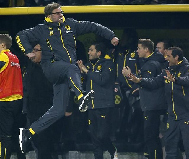 Jürgen Klopp így örült a Dortmund góljának (Fotó: Reuters)