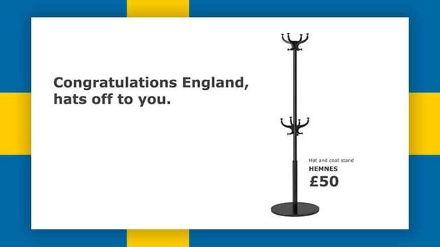 Gratulálunk, Anglia, le a kalappal! Ugyanitt kalaptartó fogas eladó 50 fontért! (Forrás: IKEA/Adweek.com)