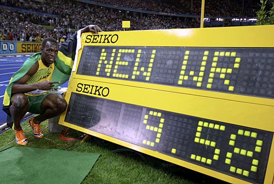 Usain Bolt elképesztő világcsúcscsal nyerte a 100 méteres finálét (Fotó: Reuters)