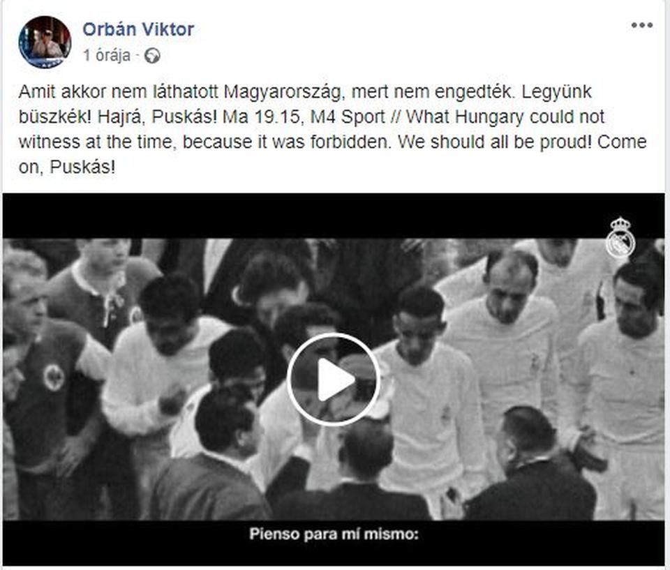Orbán Viktor is megemlékezett a 60 évvel ezelőtti BEK-döntőről