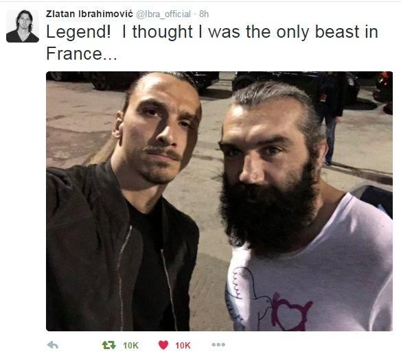 „Legenda! Azt hittem, Franciaországban én vagyok az egyetlen szörny…” (Fotó: Twitter)
