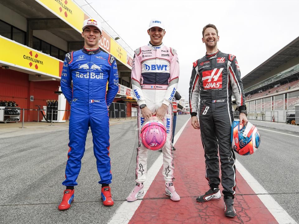 Gasly (balra), Ocon (középen) és Grosjean (jobbra) első hazai nagydíján vehet részt (Fotó: AFP)