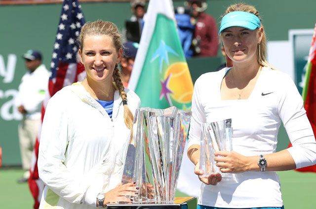 2012-ben Indian Wellsben Viktorija Azarenkával, akitől kikapott az év elején az Australian Open döntőjében is 
(Forrás: lequipemag.fr)