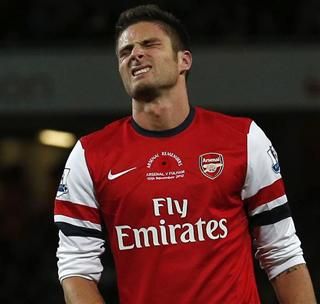 Giroud két gólja sem ért sikert az Arsenalnak (Fotó: Action Images)