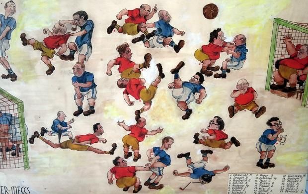 Mester-meccs: Agárdy Gyula rajza futballistaként ábrázolja rendtársait