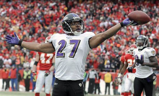Ray Rice szerezte a Baltimore első touchdownját a meccsen (Fotó: Reuters)