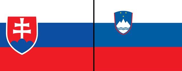 Bal oldalon a szlovák, jobbon a szlovén zászló