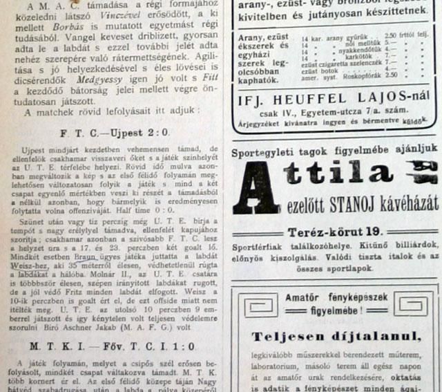 A Sport-Világ tudósítása az ominózus 1905. február 26-ai lapszámban