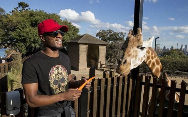 Evra zsiráfot etetett, mindketten nagyon élvezték (Fotó: Daily Mail)