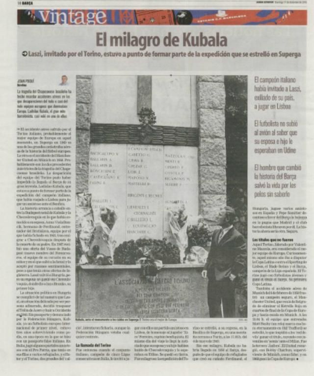 A Mundo Deportivo Kubala Lászlóról írt a Chapecoense tragédiája kapcsán (Fotó: Mundo Deportivo)