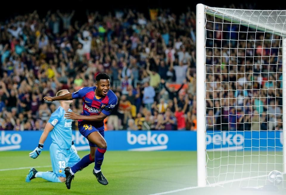 Ansu Fati a Valencia ellen szerezte első gólját a Camp Nouban (Fotó: AFP)