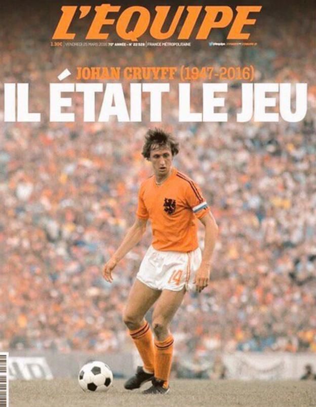 A francia L’Équipe szintén hatásos címlapja, narancsba borulva