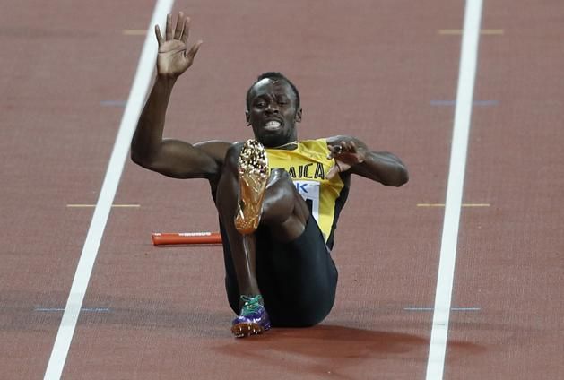 Bolt sérülése a 4x100-as váltóban (Fotó: AFP)