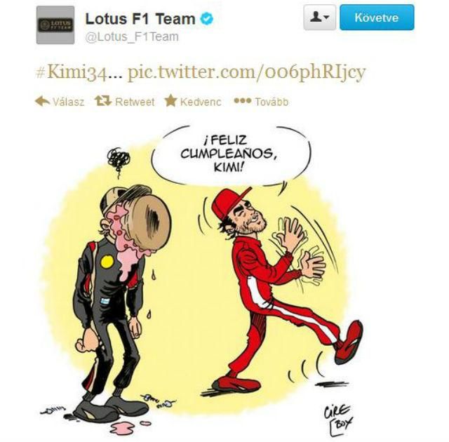 „#Kimi34...” (Fotó: twitter.com/Lotus_F1Team)