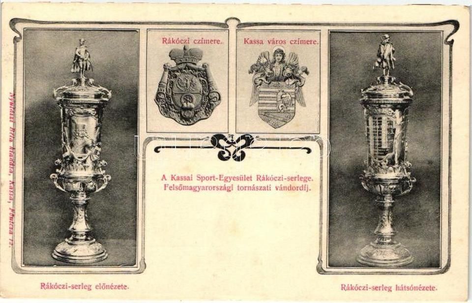 Nyulászi Béla kassai kereskedő 1905-ös képeslapján a tornászati vándordíj