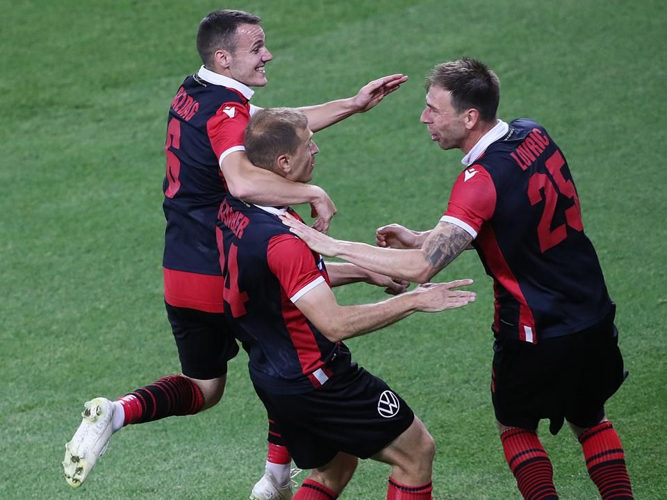 Honvéd-öröm az első gól után (Fotó: Szabó Miklós)