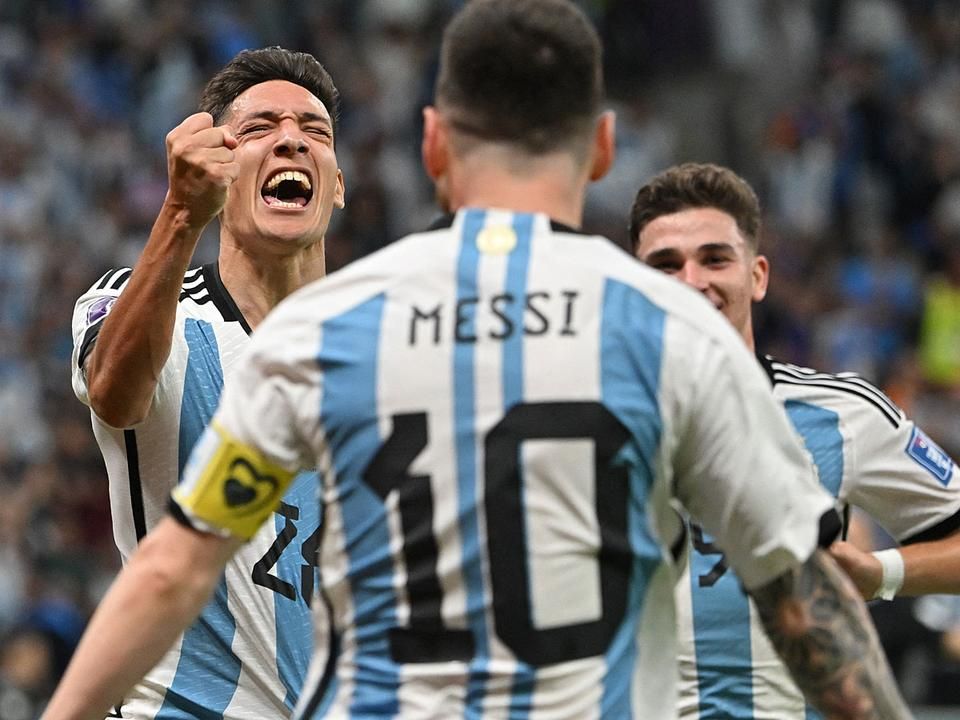 Nahuel Molina gólöröme a vezető gól után (Fotó: AFP)