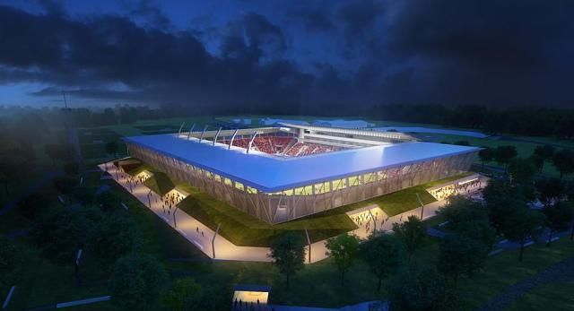 A felújítás előtt álló Sóstói Stadion látványterve (Forrás: vidi.hu)