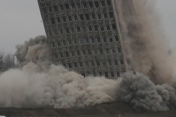 …2020. december 10-én robbantásos eljárással megsemmisítették (Fotó: Magyar Nemzet)