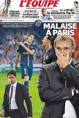 A pénteki L’Équipe címlapja a párizsi betegségről szól