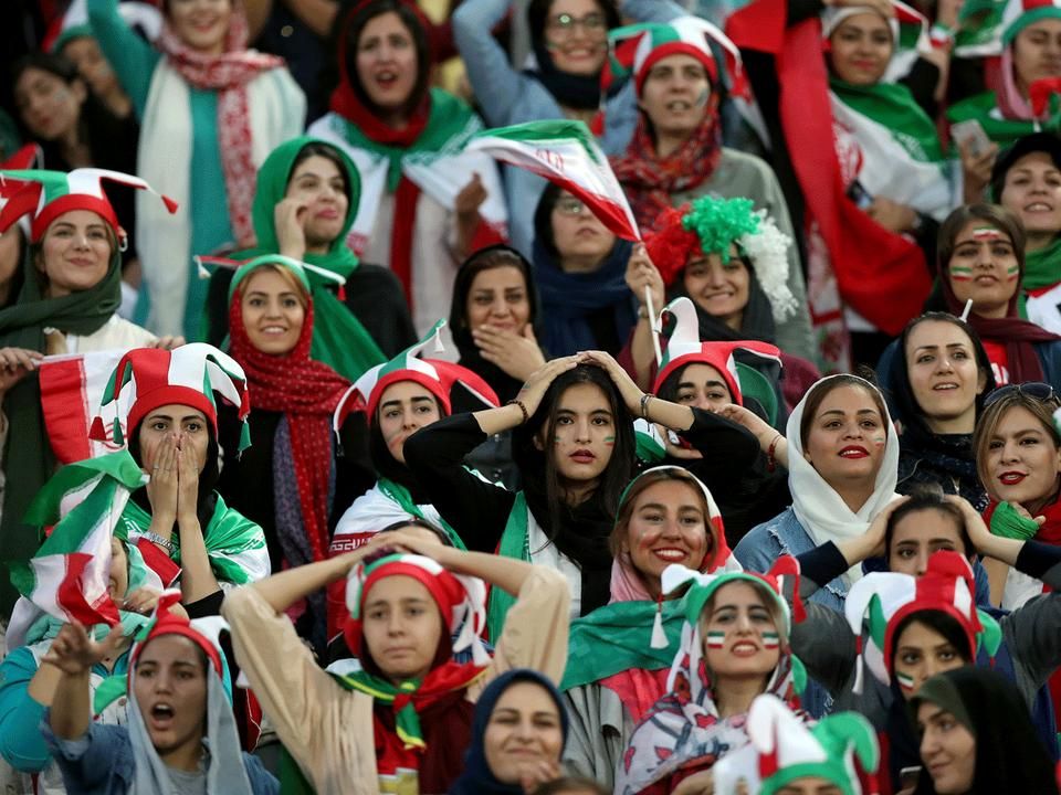 Iráni nők egy 2019-es vb-selejtző mérkőzésen (Fotó: Getty Images)