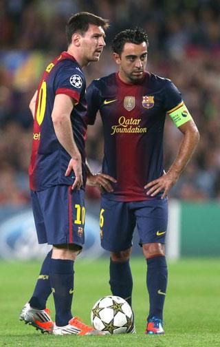 Xavi és Messi is küzdeni fog 
a Barcelona továbbjutásáért (Fotó: Reuters, archív)