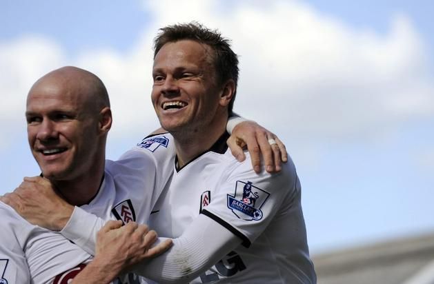 Nevland (jobbra) és Andy Johnson közös gólöröme (Fotó: AFP)