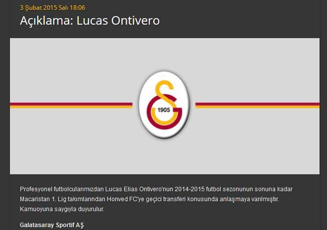 A Galatasaray hivatalos közleménye Ontivero klubváltásáról