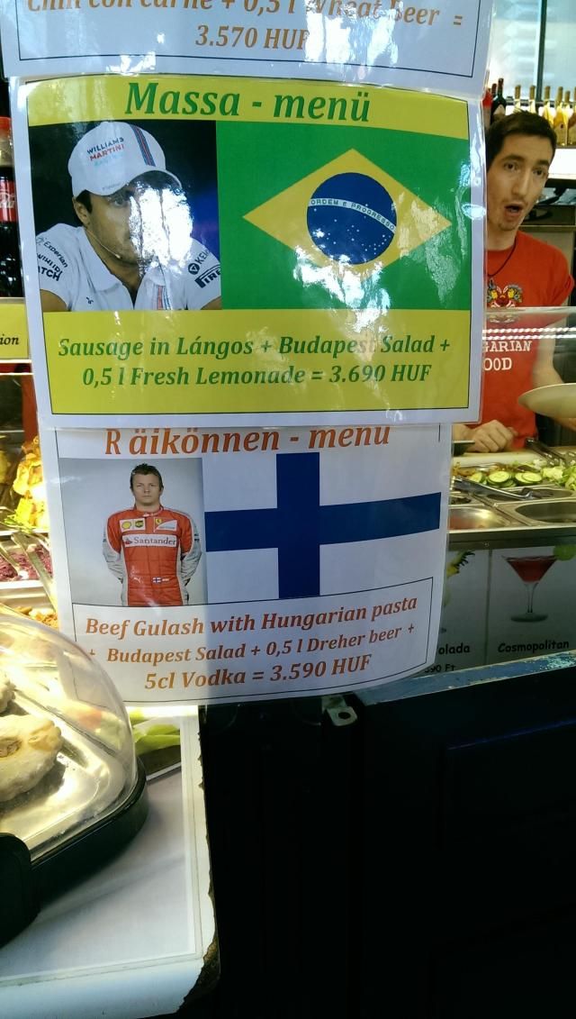 Gulyás, sör és vodka, ez volt a Räikkönen-menü a Hungaroringen. De mit keres ott a saláta?!
(Fotó: Twitter)