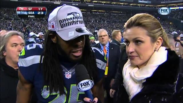 Sherman nyilatkozik, a riporternő fapofát próbál... (forrás: youtube)